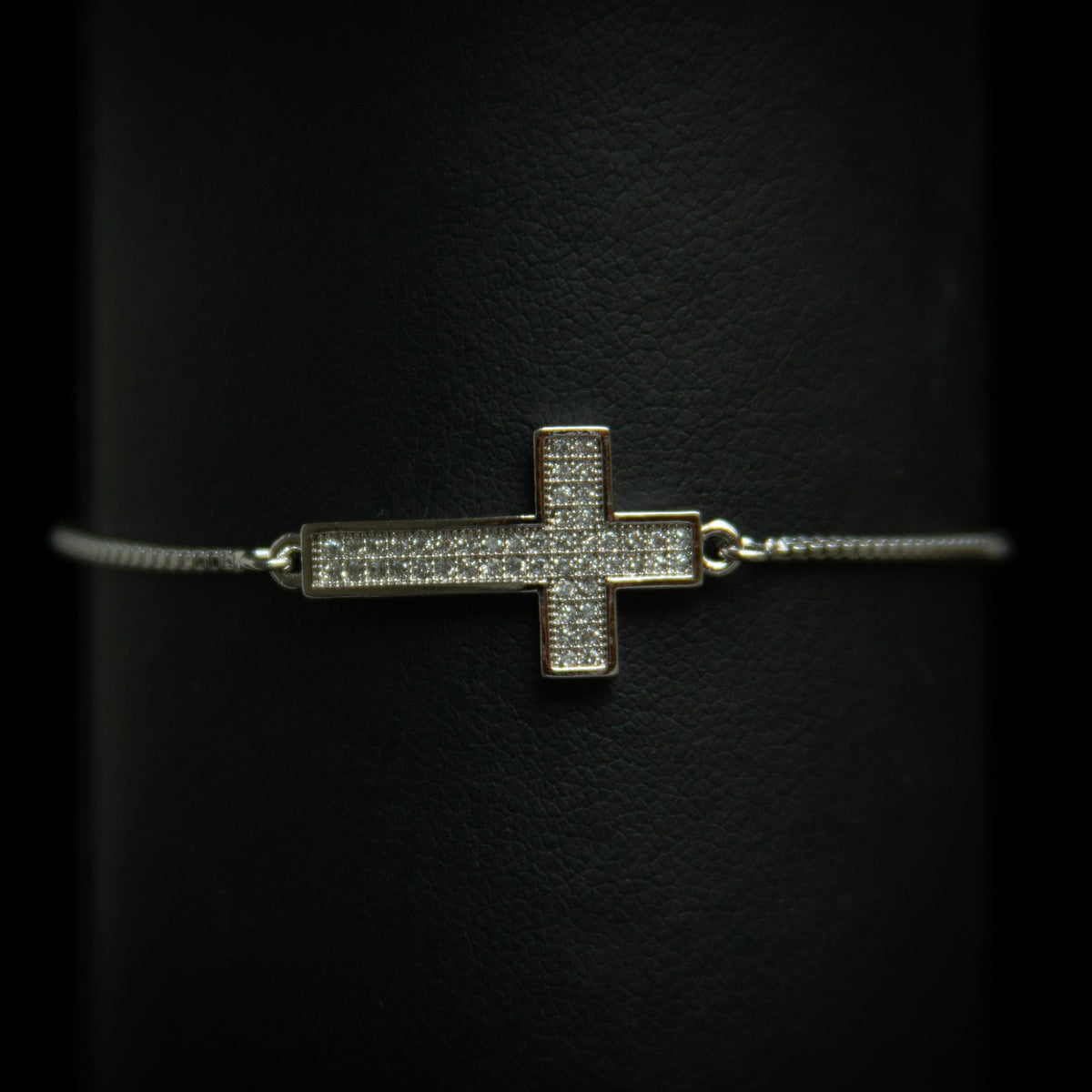 Cross Bracelet With Clear Crystal Stones