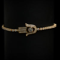Load image into Gallery viewer, Hamsa Hand Bracelet With Clear Crystal Stones
