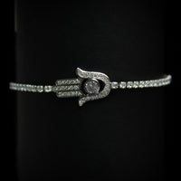 Load image into Gallery viewer, Hamsa Hand Bracelet With Clear Crystal Stones
