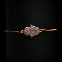 Load image into Gallery viewer, Hamsa Hand Bracelet With Clear Crystal Stones
