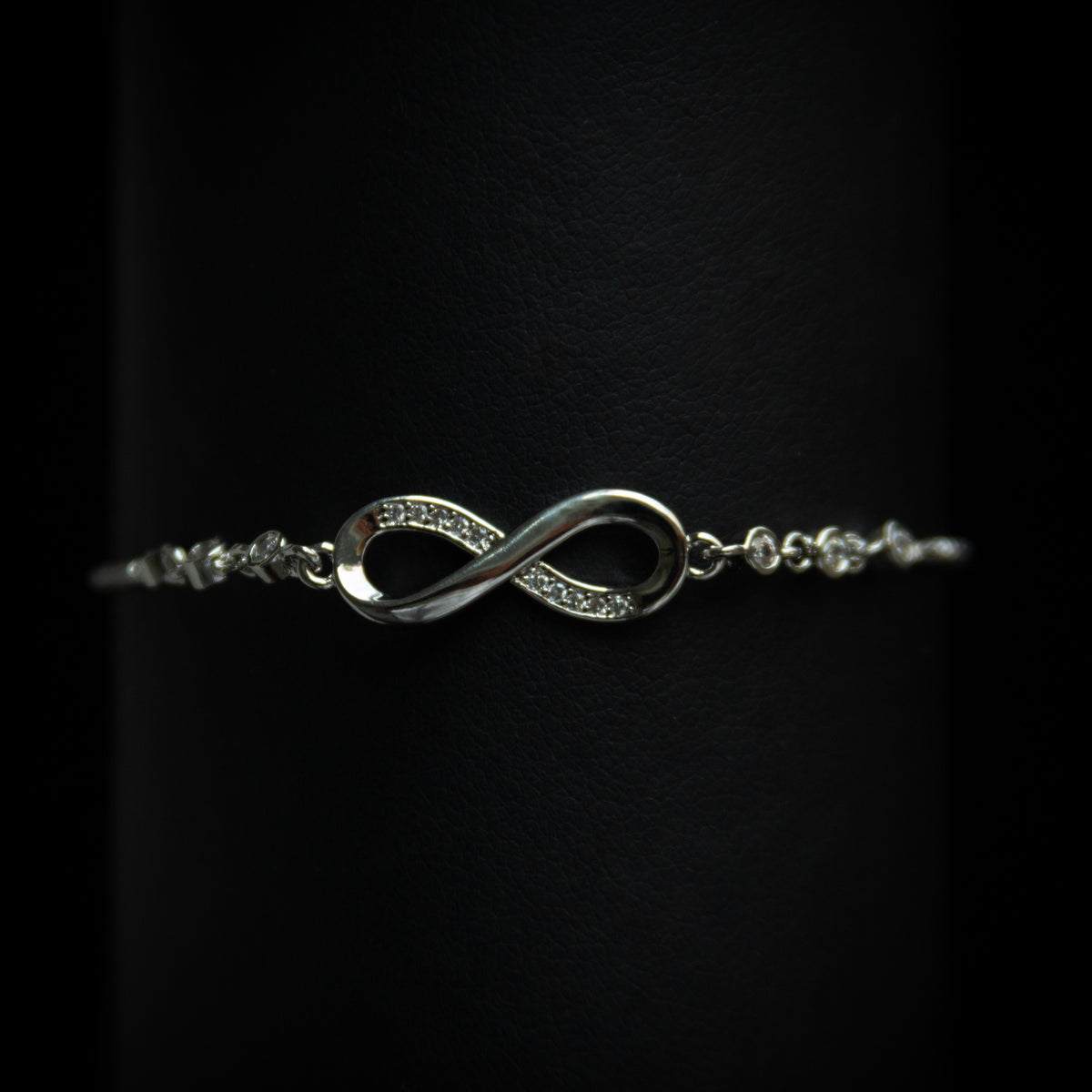 Infinity Bracelet With Clear Crystal Stones